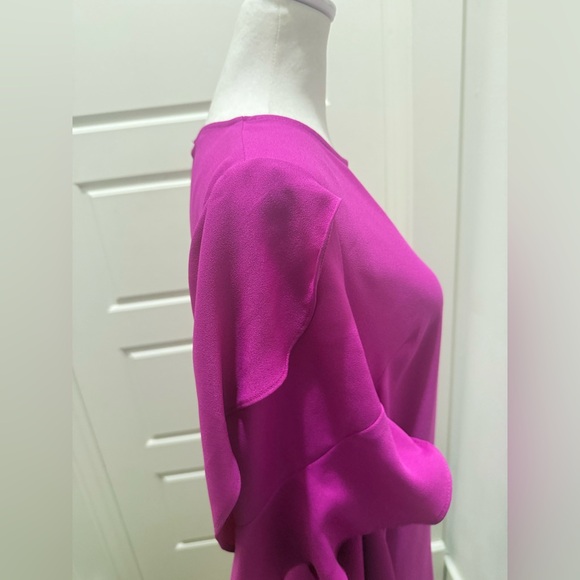 Nicole Miller. Vibrant Ruffle Side Dress. Fuscia. Size 2. - Picture 6 of 8